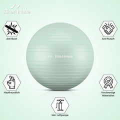 EliteAthlete Exercise Ball Seat Ball Office Ergonomic with Anti Burst System - Fitness Pilates Pregnancy - Pregnancy Ball Fitness Ball Yoga Ball - Yoga Ball 65cm incl. Air Pump