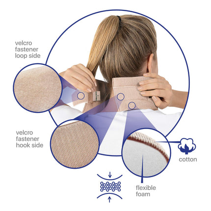 TOROS-GROUP Neck Brace Neck Support Recovery Neck Collar Cervical Support - Adjustable - Soft, 100% Cotton Fabric - Relieves Spine, Muscle, Joint Pressure MEDIUM Black Height 10 cm
