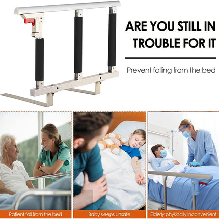 Swociro Foldable Bed Rail Safety Side Guard for Elderly, Adult Assist Handle Protective Railing Handicap Bed Railing Hospital, With Storage Bag (White, 70 * 40cm)