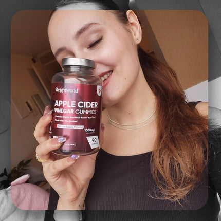 Apple Cider Vinegar Gummies 1000mg - Vitamin C, B12, B6, B9 (Folic Acid) &amp; Beetroot - 90 Vegan Gummies with Apple Flavor - Apple Cider Vinegar by WeightWorld