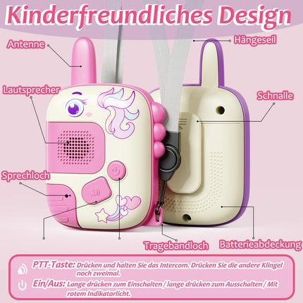 DQMOON Unicorn Gifts for Girls - 2PCS Walkie Talkies Toys for 3 4 5 6 Year Old Girls Children's Toys Birthday Christmas Gifts Gift Ideas Sensory Toys Outdoor Games for Children