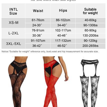 comeondear Tights Pattern for Women Plus Size Fishnet Stockings Lace Suspender Stockings Suspender Tights Stockings Lingerie Sexy Lingerie (Black, 3XL-5XL)