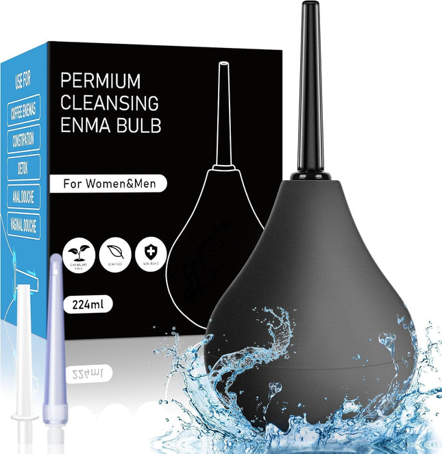 Anal douche enema for bowel irrigation - Irrigator bowel irrigation • Intimate shower for anal douching and vaginal douching, with 3 x removable, comfortable nozzles 224ML