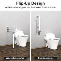 Vigevee wall support handle support aid WC grab bar 60CM toilet support folding handle non-slip for seniors foldable toilet stand-up aid wall mounting load up to 150 kg