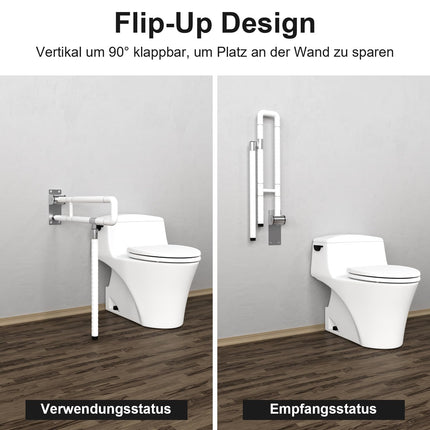 Vigevee wall support handle support aid WC grab bar 60CM toilet support folding handle non-slip for seniors foldable toilet stand-up aid wall mounting load up to 150 kg