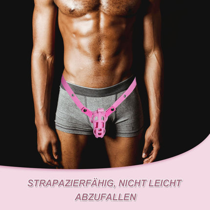 B2-Chastity Belt Set with 4 Cock Rings Pink Sissy Sex Toy Chastity Cage Breathable Chastity Cage with Invisible Lock Design Man Cock Bondage BDSM Resin Sex Toy (micro, pink)