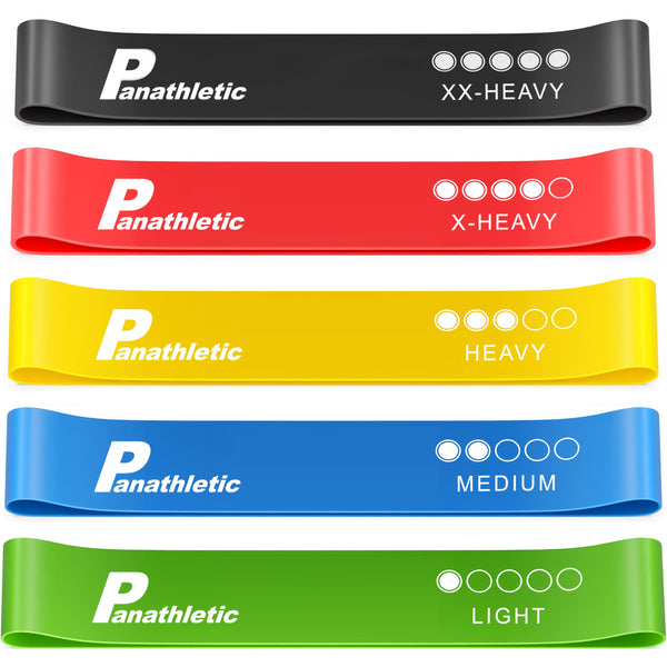 Panathletic Fitness Bands, Set of 5 – 5 Different Strengths, Exercise Instructions, eBook in German, Carrying Bag – 5X Fitness Band, Exercise Band, Resistance Band