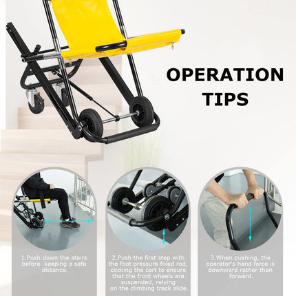 LOSCHEN Yellow manual lift stair chair, portable folding stair chair for daily transfer, one person can assist elderly mobility, holds 350 pounds