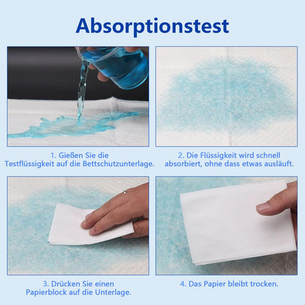 Disposable incontinence bed pads 60x90cm, 25 pieces, waterproof and ultra-absorbent bed pads with fixing strips for babies, adults and seniors