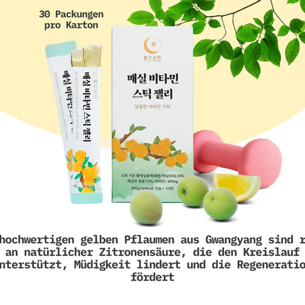 WOLINDAMHWA Plum Vitamin Jelly Stick 20g x 30 | K-Beauty Superfood | High-quality Hwangmaesil plums &amp; vitamin complex | Convenient stick for on the go | Feel-good product for health