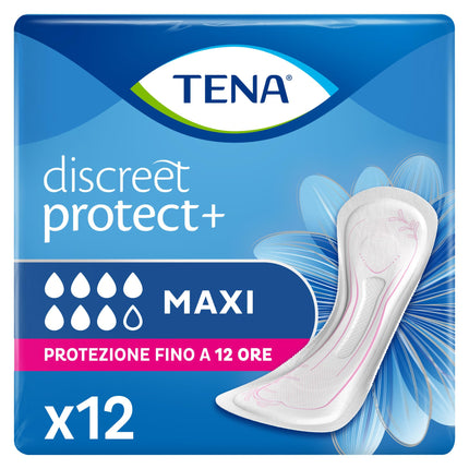 Tena Discreet Maxi Sanitary Pads, ES, Blue, 12 Pack
