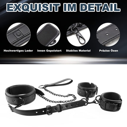 5 in 1 Bondage Restraints Sex Set, BDSM Toys with Collar Handcuffs Sex Bed, Blindfold, Bondage Set Restraints Women, Erotic BDSM Toys Hard, SM Sex Toys for Couples Extreme Sex