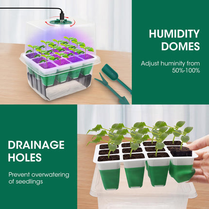 MYMULIKE 5 Pack Silicone Indoor Greenhouse Grow Box with Plant Lamp, Self-Watering Mini Greenhouse Small Grow Kit, Grow Box Reusable for Tomatoes, Peas, Beans, Peppers