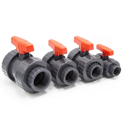 PVC ball valve with internal thread I 1 1/2" x 1 1/2" I Screw connection for connectors with external thread I 2-way shut-off valve I PVC pipe connector I Ball valve for pool and pond construction I bm038