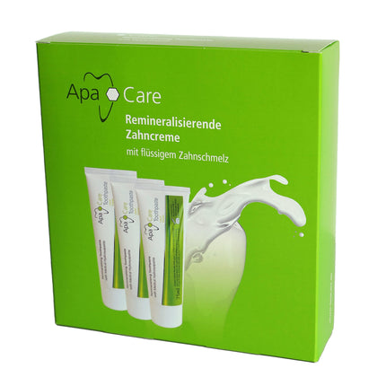 ApaCare Remineralizing Toothpaste with Liquid Enamel | Strengthens, smoothes, and whitens teeth | For sensitive teeth | 3 x 75 ml