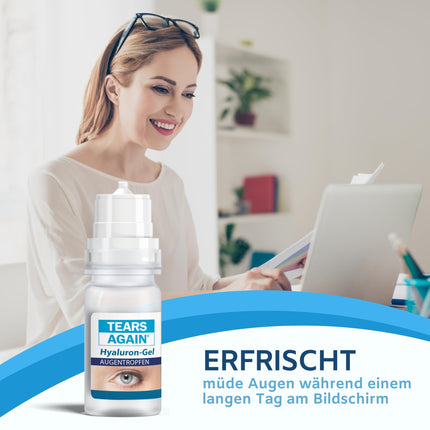 TEARS AGAIN Hyaluron 0.3% SET GEL eye drops for dry, reddened, irritated, or itchy eyes, for intensive moisturizing of the eye surface, preservative-free, 2 x 10 ml solution