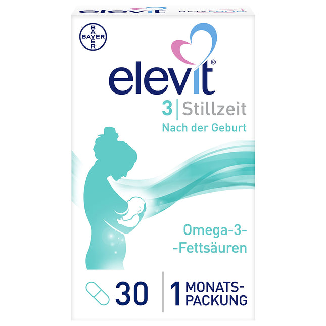 Elevit 3 - Nutrient supply for mother and child from breastfeeding onwards - Food supplement with omega-3 fatty acids, vitamins and minerals - 1 x 30 capsules