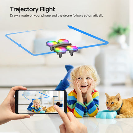 Tomzon mini drone with 1080P camera for children and beginners RC quadcopter with LED light, remote-controlled helicopter, drone toy indoor 360° propeller protection/long flight time/throwing go/3D flip drone
