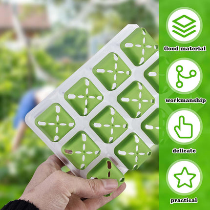 Leikurvo Indoor Greenhouse Seedling Box, Reusable Seedling Tray with 12 Planting Holes and Raised Lid Mini Greenhouse Seedling Trays for Plants, Herbs, Flowers, Vegetables and Fruits