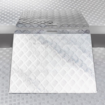 Datona Door Threshold Ramp Long - Aluminum, 15-20 cm Height, 60 cm Length, 73 cm Width, 300 kg Load Capacity, Silver