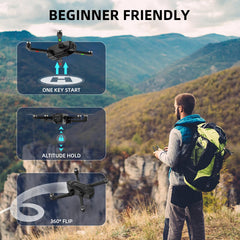HANNVIW H330 Drone with 4K HD Camera, 5G WiFi FPV Drone for Adults Beginners Kids, Brushless Motor, Optical Flow 2 Cameras, Altitude Hold, 3D Flip, with 2 Batteries 30Mins