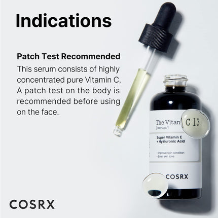 COSRX Pure Vitamin C 13% Serum with Vitamin E &amp; Hyaluronic Acid, Brightening &amp; Hydrating Facial Serum for Fine Lines, Uneven Skin Tone &amp; Dull Skin, 0.67fl.oz/20ml, Animal Testing-Free, Korean Skincare