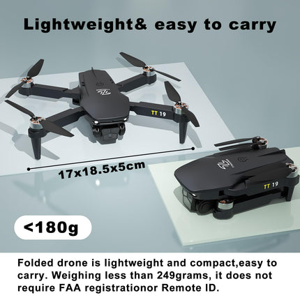 TTROARDS Drone with Camera 1080P Brushless Motor Drone 180° Obstacle Avoidance, Mini Drones for Beginners Foldable RC Quadcopter Wind Resistance Level 4 Drone for Adults TT19