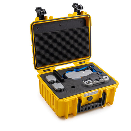 B&amp;W Outdoor Carrying Case for DJI Air 3, Air 3S and Fly More Combo Drone - Type 3000 Yellow - waterproof according to IP67 certification, dustproof, shatterproof and indestructible