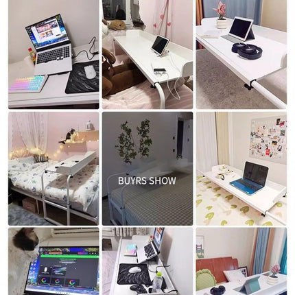 MEYEBP Bedtable Overbed Table with Wheels, Height Adjustable Table Over the Bed Table King Size, Rolling Desk Over Bed, King Beds Rolling Medical Bed Desk for Hospital and Home