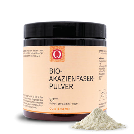 Quintessence Acacia Fiber Powder Organic 360g - Vegan, purely natural &amp; without additives, Acacia fiber with 80% fiber content, Highly soluble, Produced in Austria