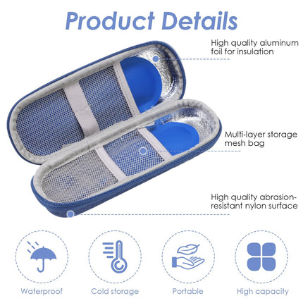 Insulin Pen Cooler Bag with 2 Ice Packs Insulin Cooler Bag Diabetic Medication Bag Insulin Pen Bag for On the Go Small Portable for Insulin Pen Insulin Syringes Medication Medical Blue