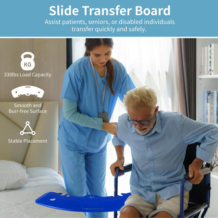 CACAZI Slide Board, Patient Sliding Aid, Transfer Skateboard for Transferring Patients from Wheelchair to Bed, Toilet or Car, Non-Slip Sliding Board with Handle