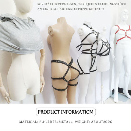 BDSMYEE Leather Harness, BDSM Lingerie, Bra Body Harness, Sexy Outfit for Women, Dominatrix, Rave, Fetish Clothing (F)