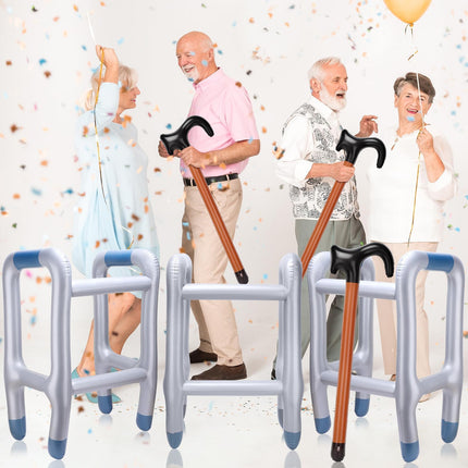 Huiguli Inflatable Walking Aid and Inflatable Walking Stick, Inflatable Rollator with Inflatable Walking Stick, Funny Costume as Grandpa Grandma for Cosplay Carnival Mardi Gras (with Pump)