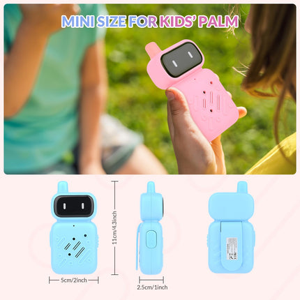 Walkie Talkie Kids 2pcs, Walkie Talkie Rechargeable with Li-ion Battery, Two-Way Radio Set Long Range 1 KMs 2-Way Radio Toddler Toy for 3-12 Year Old Indoor Outdoor Games (Pink+Blue)