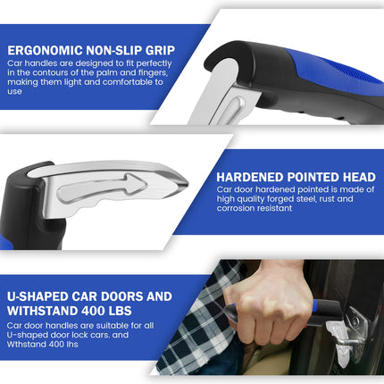 2 pieces car exit aid for seniors, load-bearing 180 kg, car entry aid for seniors, rust-proof, corrosion-resistant, car safety hammer function for car doors, motorhome doors, truck doors (2 pieces blue)