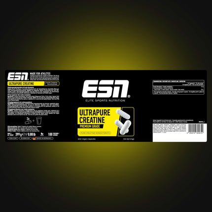 ESN Ultrapure Creatine Monohydrate, 300 Capsules, 100 Servings, Creatine Capsules, Microfine &amp; Perfectly Soluble, Vegan - Made in Germany