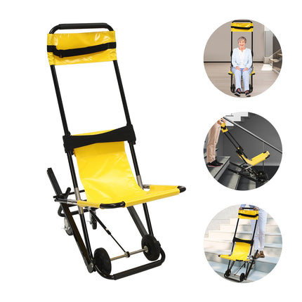 Manual Lift Stair Chair Multifunctional 4 Wheel Lift Wheelchair Mobile Folding Stair Chair with Safety Belts Portable Stair Stretcher Evacuation Chair