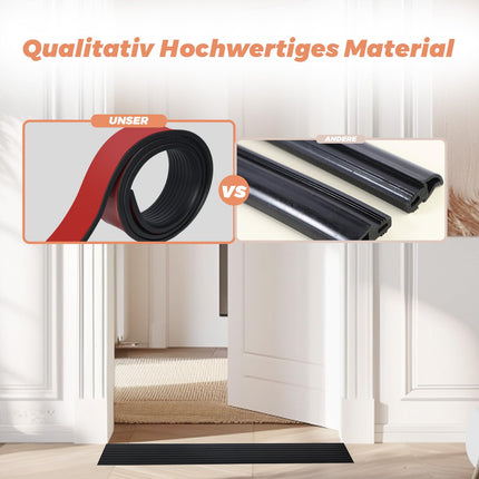 SDLDEER Rubber Door Threshold Ramp, 5 cm x 1 cm x 1 m Threshold Transition Rail, Self-Adhesive Transition Profiles, Threshold Ramp for Doorways, Strollers, Garages (Black)