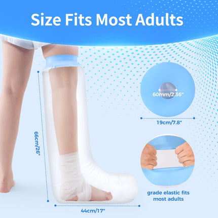 AMSGANK Shower Protector Leg, Waterproof Leg Cast Protector Reusable Waterproof Cast Bandage for Broken Toe Ankle Burn Keep Wounds Dressings Dry - Adult