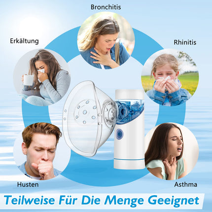 Inhaler Portable Nebulizer Set, Low-Noise Inhaler Nebulizer with Mouthpiece and Mask, Effective for Respiratory Diseases, USB Rechargeable, Inhaler for Children and Adults