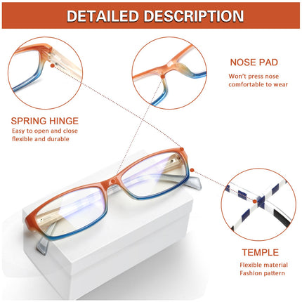 COJWIS 6 pack reading glasses blue light filter glasses for women spring hinge reading aid glare-free UV glasses reading glasses (multicolored, 2.00, x)