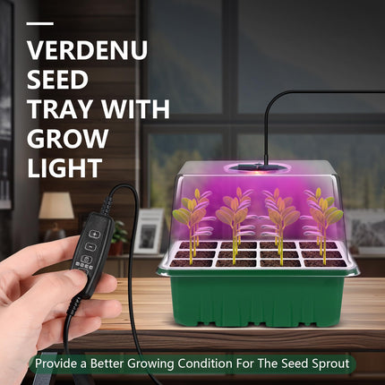 Verdenu Mini Greenhouse for Plants, Seeding, 5 Mini Indoor Greenhouses with Light, Seeding Tray for Houseplants with Control, Mini Greenhouse with Lid