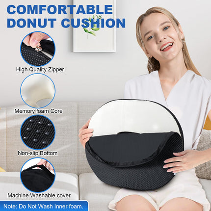 Ecosafeter Hemorrhoid Seat Cushion, High Quality Memory Foam Donut Pillow for Pregnancy, Coccyx, Postnatal, Sciatica, Pressure Ulcers