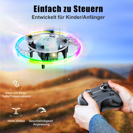 Mini Drone for Kids with LED Lights Altitude Hold and Headless Mode, 360° Flip RC Quadcopter Gifts Toy Helicopter Drone for Kids Ages 8 and Up and Beginners Boys Girls