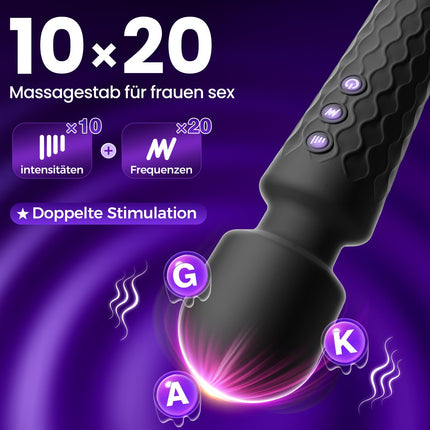 Gobeken Vibrator Vibration for women, Dildo with 10 vibration intensities, Sex toy for women couples 20 vibration frequencies, Vibrator sets for women clitoris massager, Massage Black