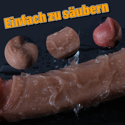 YQlove Realistic Dildo - Realistic Liquid Silicone Dildo, 22CM Perfect Size, Soft Two Layers with Real Veins and Bulging Testicles, Anal Dildo Sex Toy for Women and Men