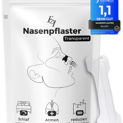 Ellicit® Transparent Nasal Strips, 30-Pack Premium Nasal Strips, Against Snoring, Extra Hold for Better Sleep Quality, Better Breathing with a Blocked Nose, Nasal Strips [for every nose]
