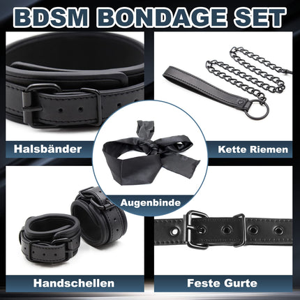 5 in 1 Bondage Restraints Sex Set, BDSM Toys with Collar Handcuffs Sex Bed, Blindfold, Bondage Set Restraints Women, Erotic BDSM Toys Hard, SM Sex Toys for Couples Extreme Sex