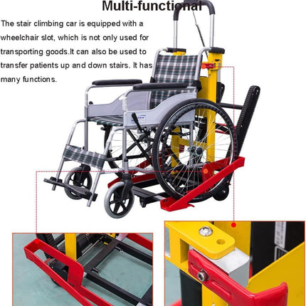 Crawler Stair Climbing Wheelchair Electric Stair Climber with Chains, Load Capacity 200 kg, Foldable Stair Climber, Wheelchair Docking Vehicle, for Patient/Load Transfer
